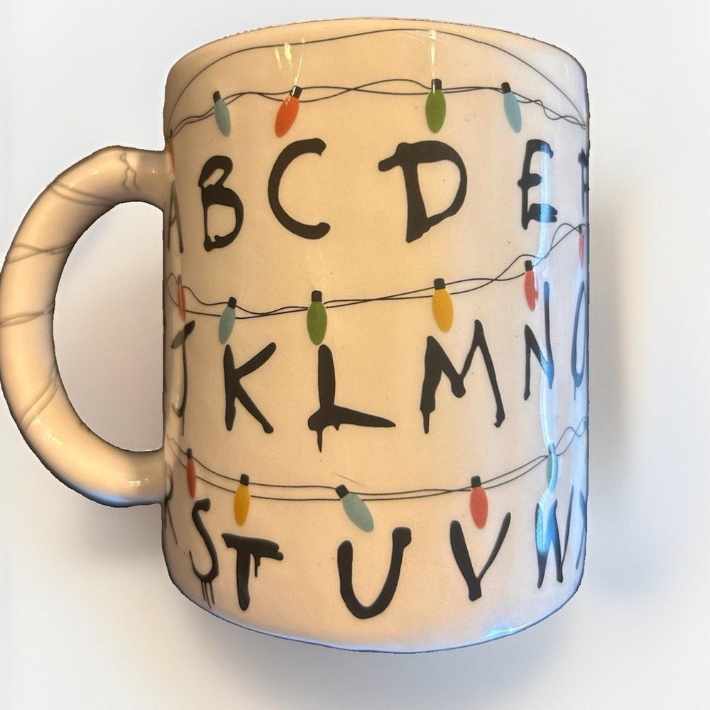 Stranger Things ABC Alphabet Christmas Lights Coffee Mug Core Home Netflix 17 oz